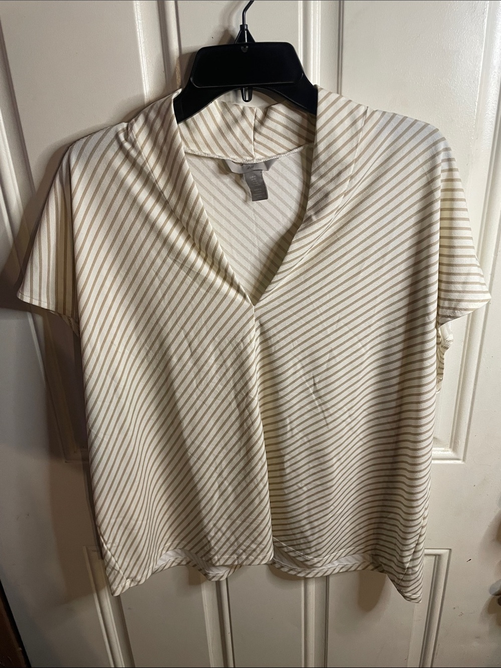 H&M Cream Top with Tan Diagonal Stripes